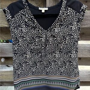 Pleione Black and Multi Patterned Blouse